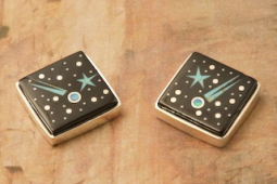 Calvin Begay Night Sky Design Sterling Silver Post Earrings
